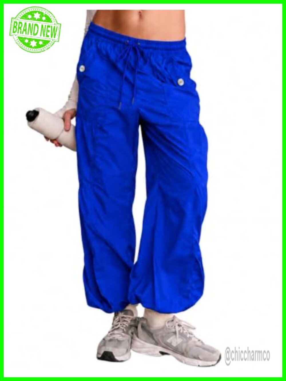 Nylon Cargo Parachute Pants Women Baggy Mid-Rise Ankle Hiking Pants